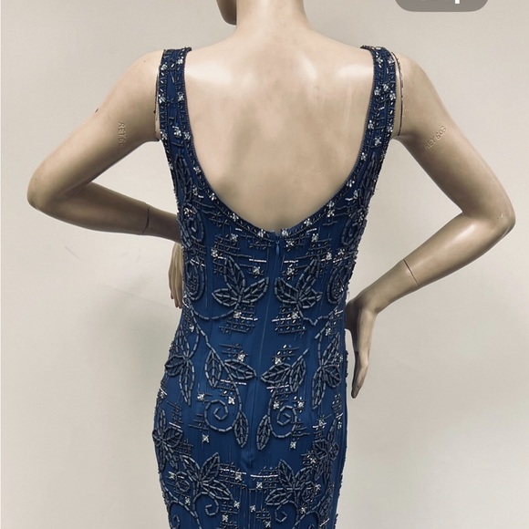 Theia fully beaded sleeveless long Gown with tail - Picture 9 of 13